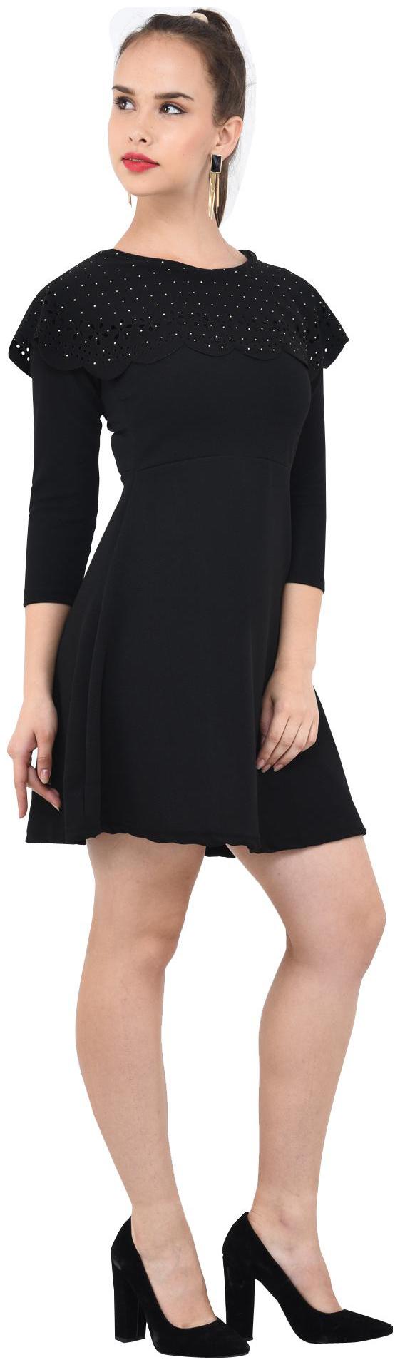 

Dimpy Garments Black Solid Fit flare dress