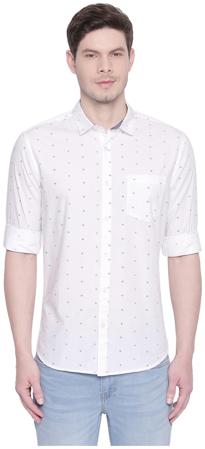 

Byford By Pantaloons Men White Polka Dots Slim Fit Casual Shirt