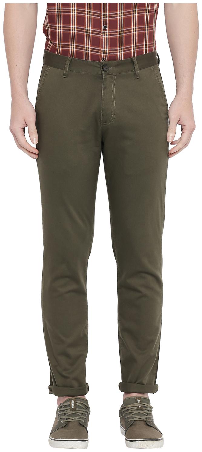

Byford By Pantaloons Men Green Solid Slim fit Regular trousers