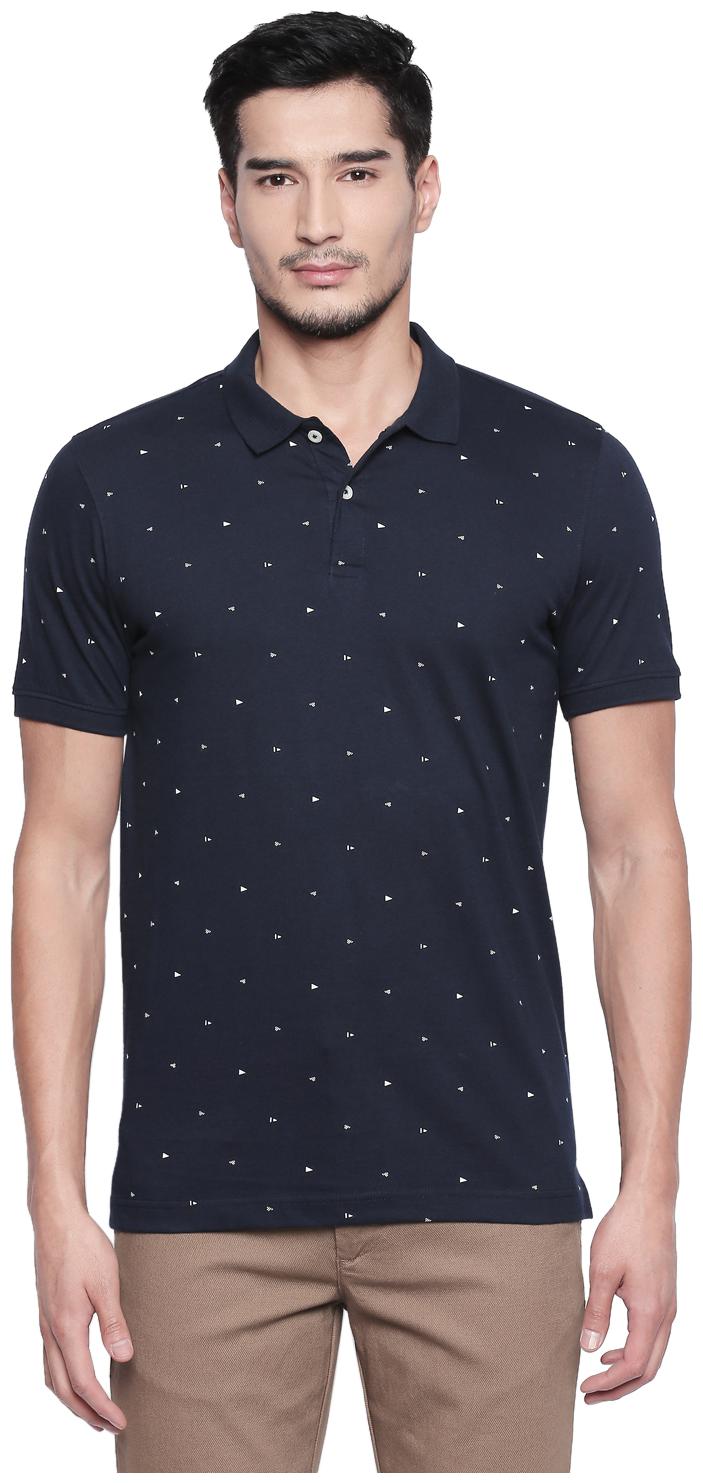 

Byford By Pantaloons Men Navy blue Slim fit Cotton Polo collar T-Shirt - Pack Of 1
