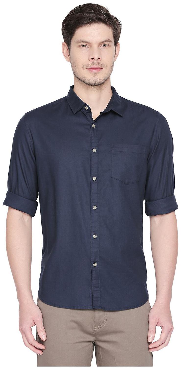 

Byford by Pantaloons Men Blue Solid Slim Fit Casual Shirt
