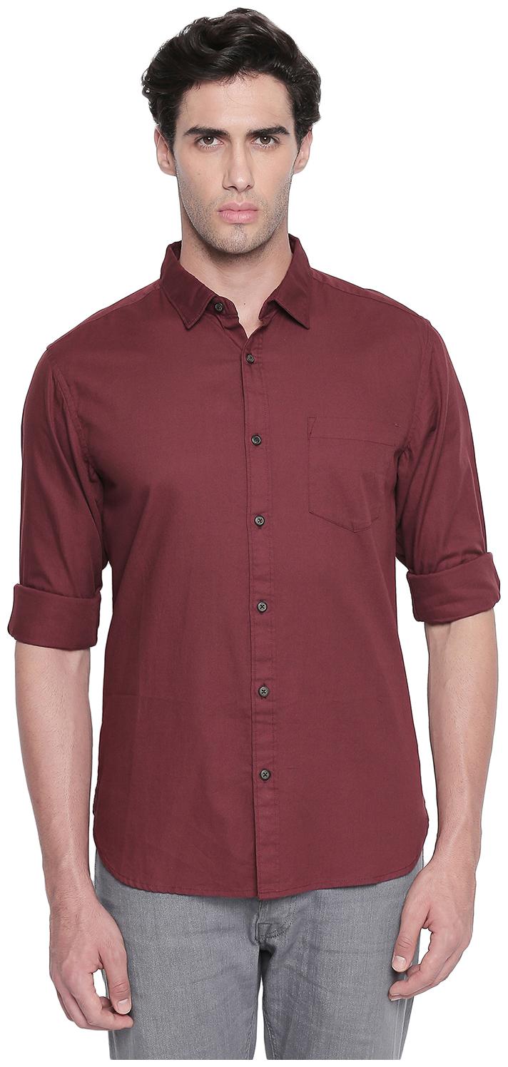 

Byford By Pantaloons Men Maroon Solid Slim Fit Casual Shirt