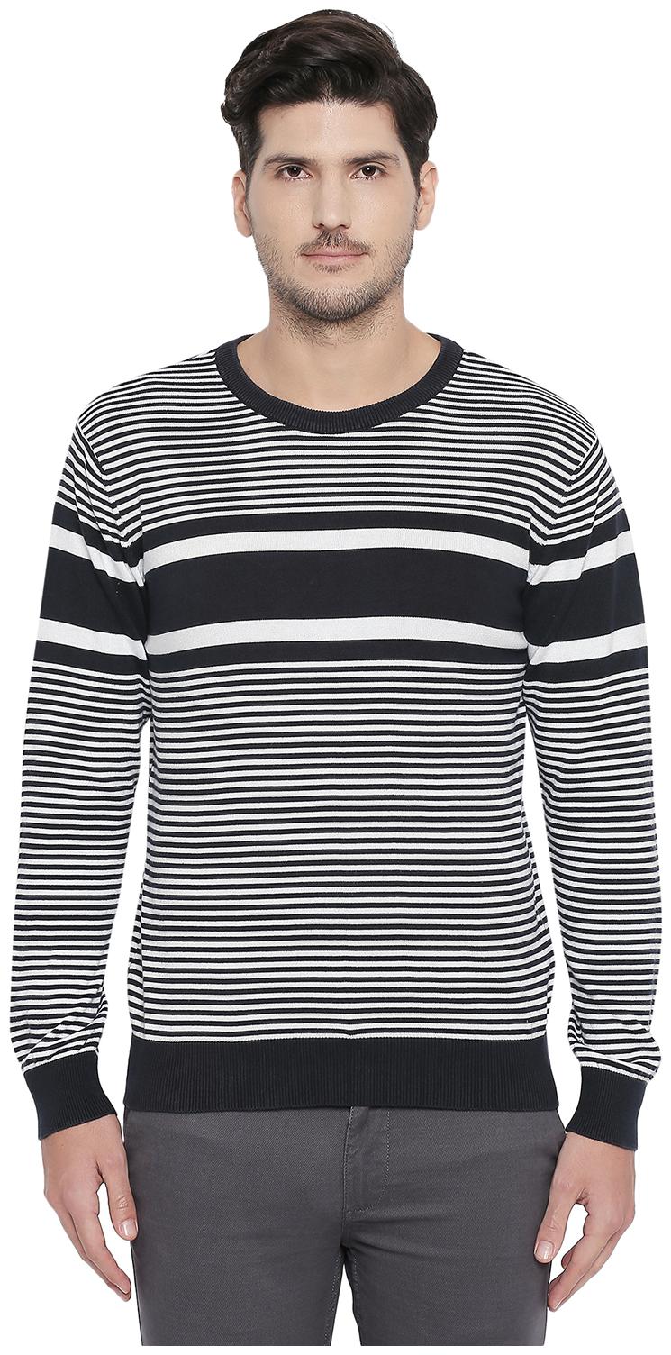 

Byford by Pantaloons Men Blue Round neck Front-open sweater