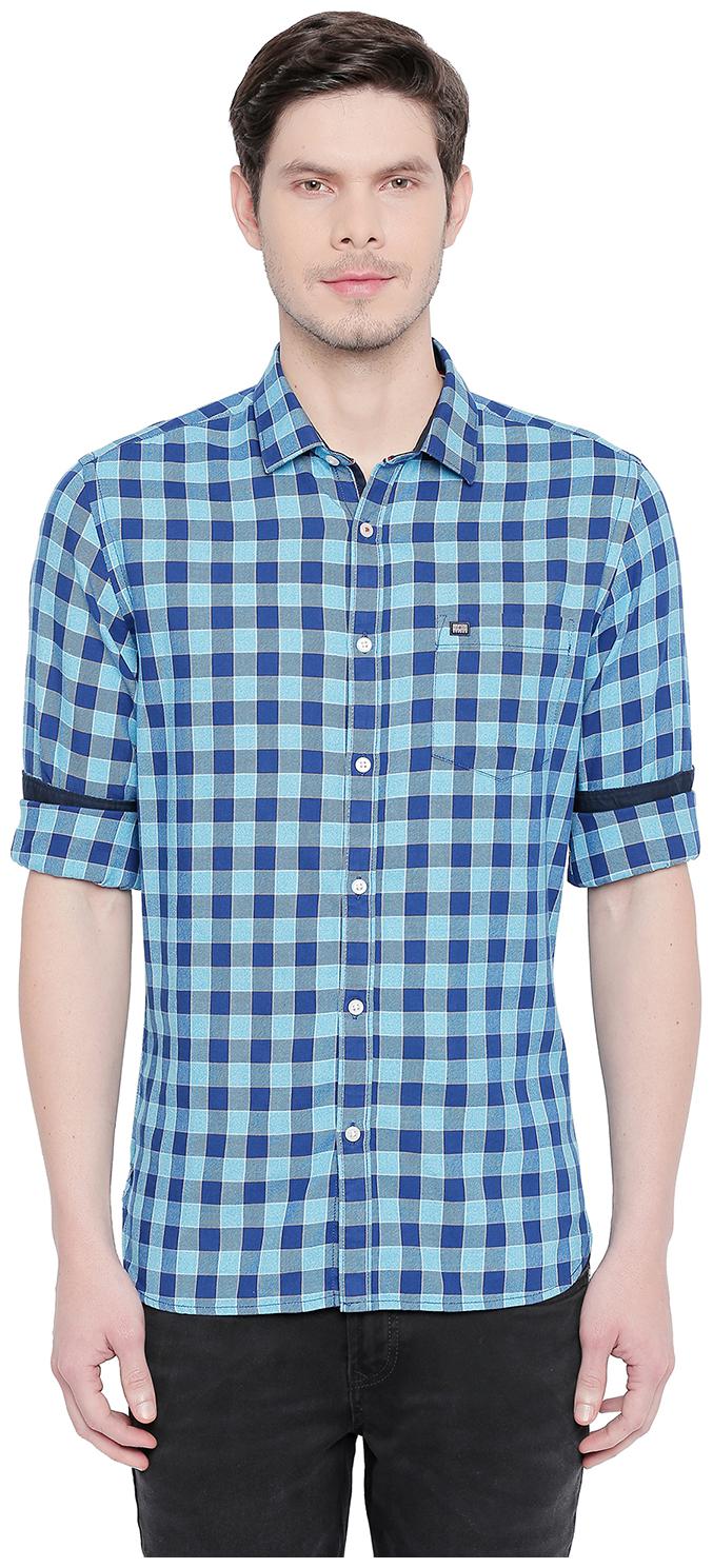 

Byford by Pantaloons Men Blue Checked Slim Fit Casual Shirt