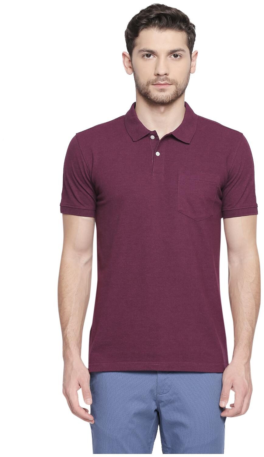 

Byford By Pantaloons Men Purple Regular fit Cotton Blend Polo collar T-Shirt - Pack Of 1