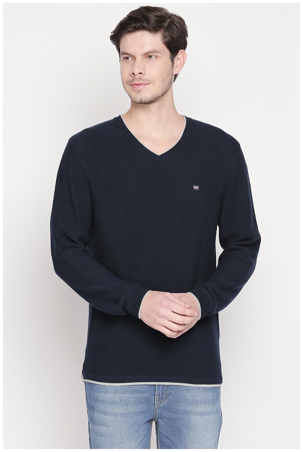 

Byford By Pantaloons Men Navy blue V neck Pullover