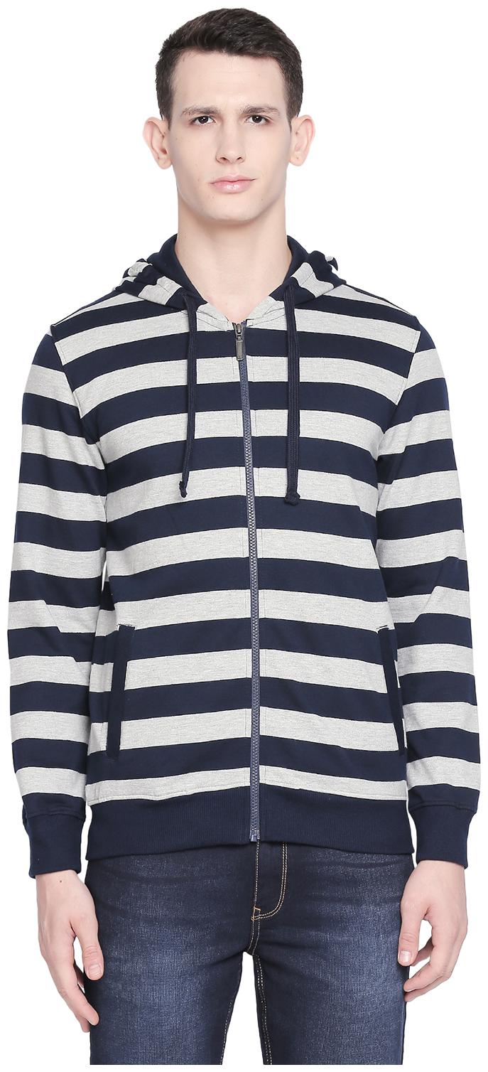 

Byford By Pantaloons Cotton Striped Men Blue Sweatshirt
