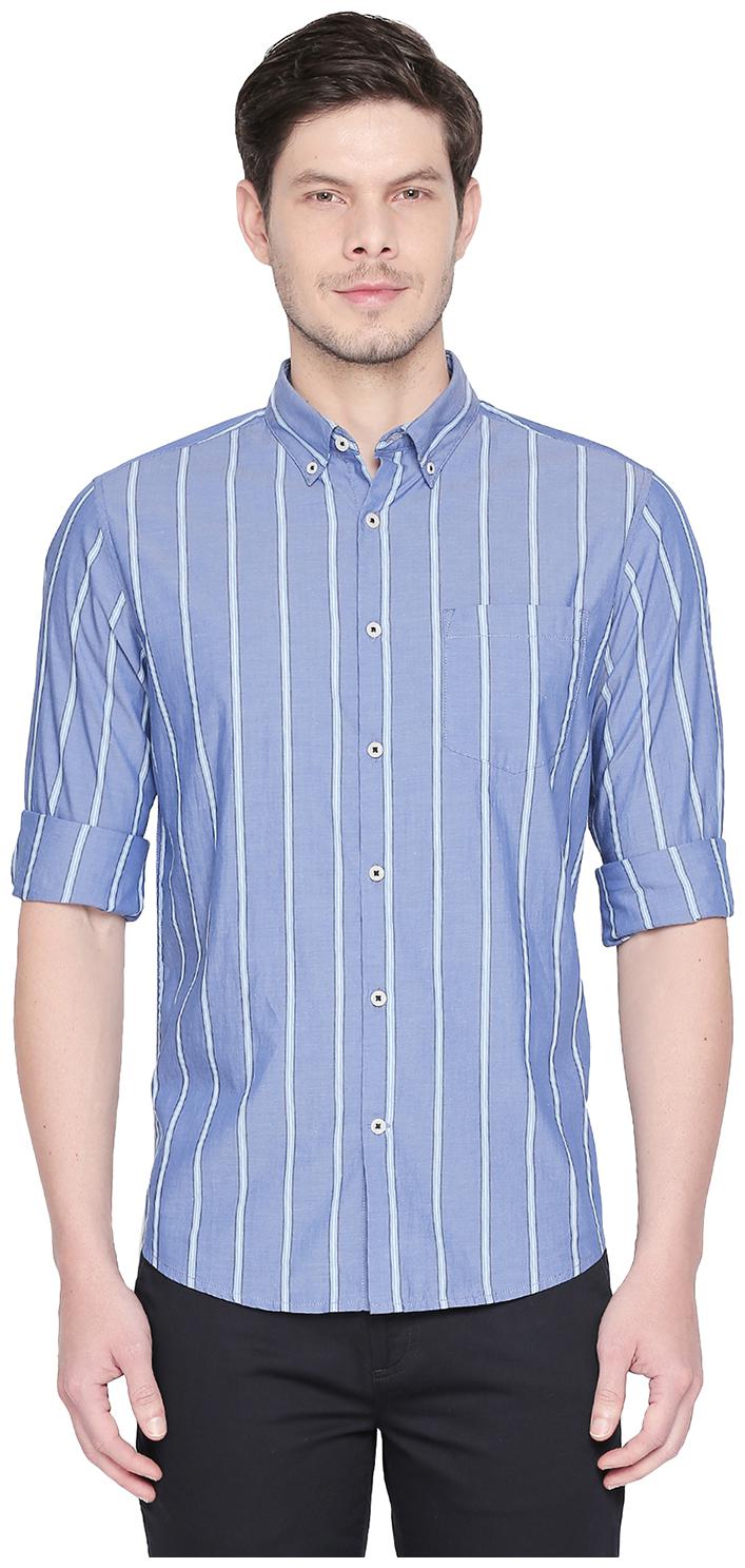 

Byford By Pantaloons Men Blue Vertical Stripes Regular Fit Casual Shirt