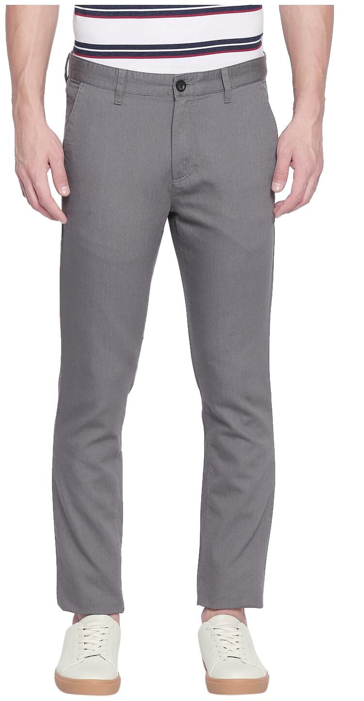 

Byford By Pantaloons Men Grey Solid Slim fit Regular trousers