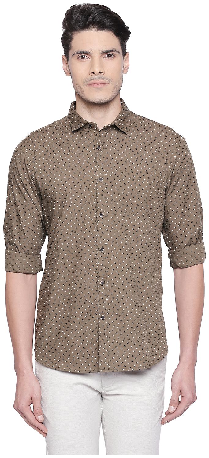 

Byford By Pantaloons Men Green Printed Regular Fit Casual Shirt