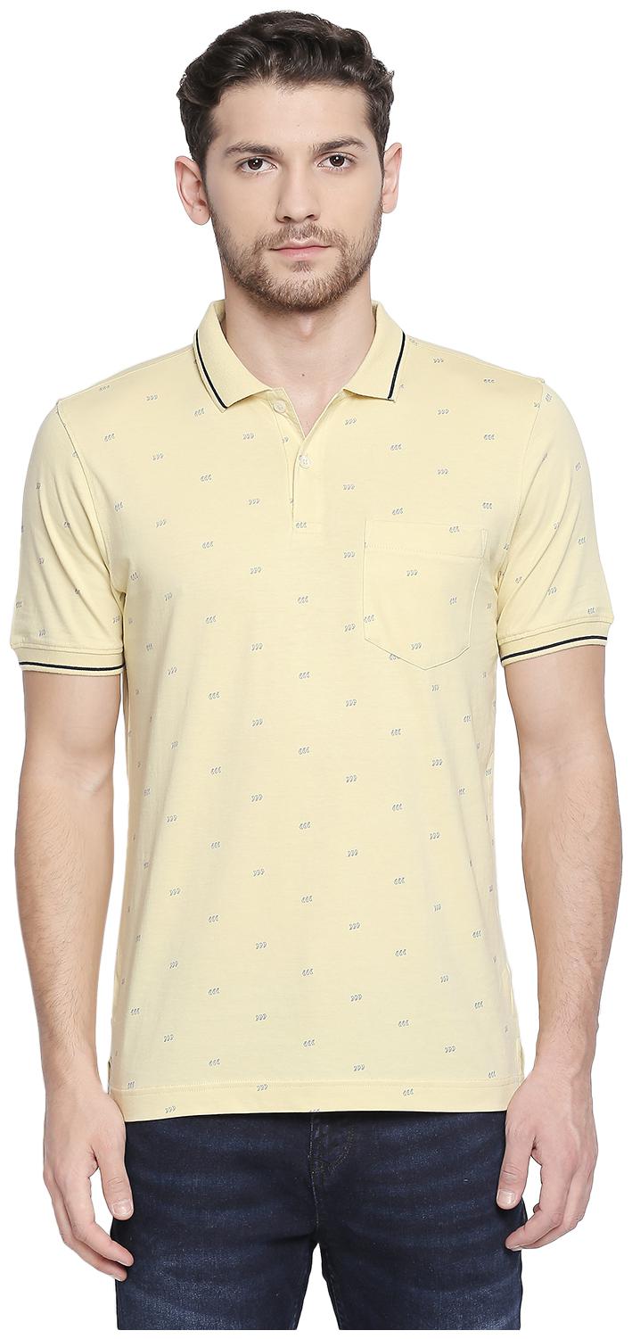 

Byford By Pantaloons Men Yellow Regular fit Cotton Polo collar T-Shirt - Pack Of 1