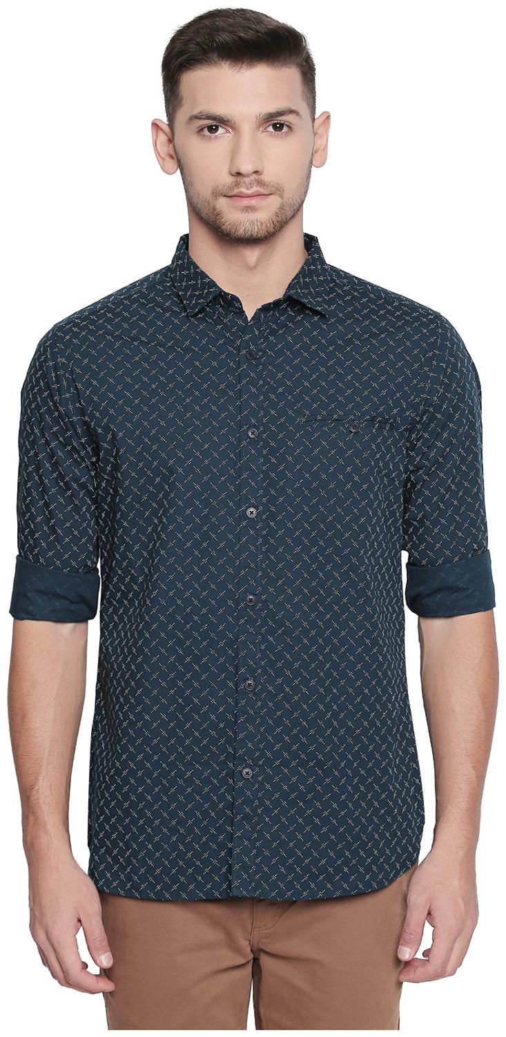 

Byford by Pantaloons Men Blue Printed Slim Fit Casual Shirt