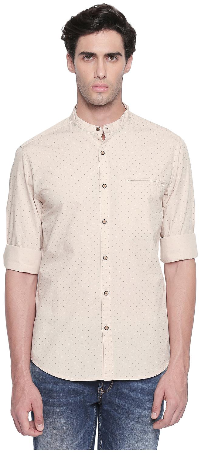 

Byford By Pantaloons Men Beige Polka Dots Slim Fit Casual Shirt