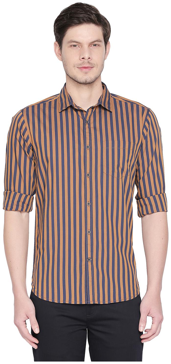 

Byford By Pantaloons Men Yellow Vertical Stripes Slim Fit Casual Shirt