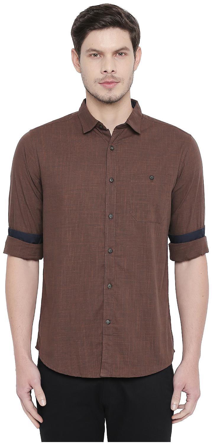 

Byford by Pantaloons Men Brown Solid Slim Fit Casual Shirt