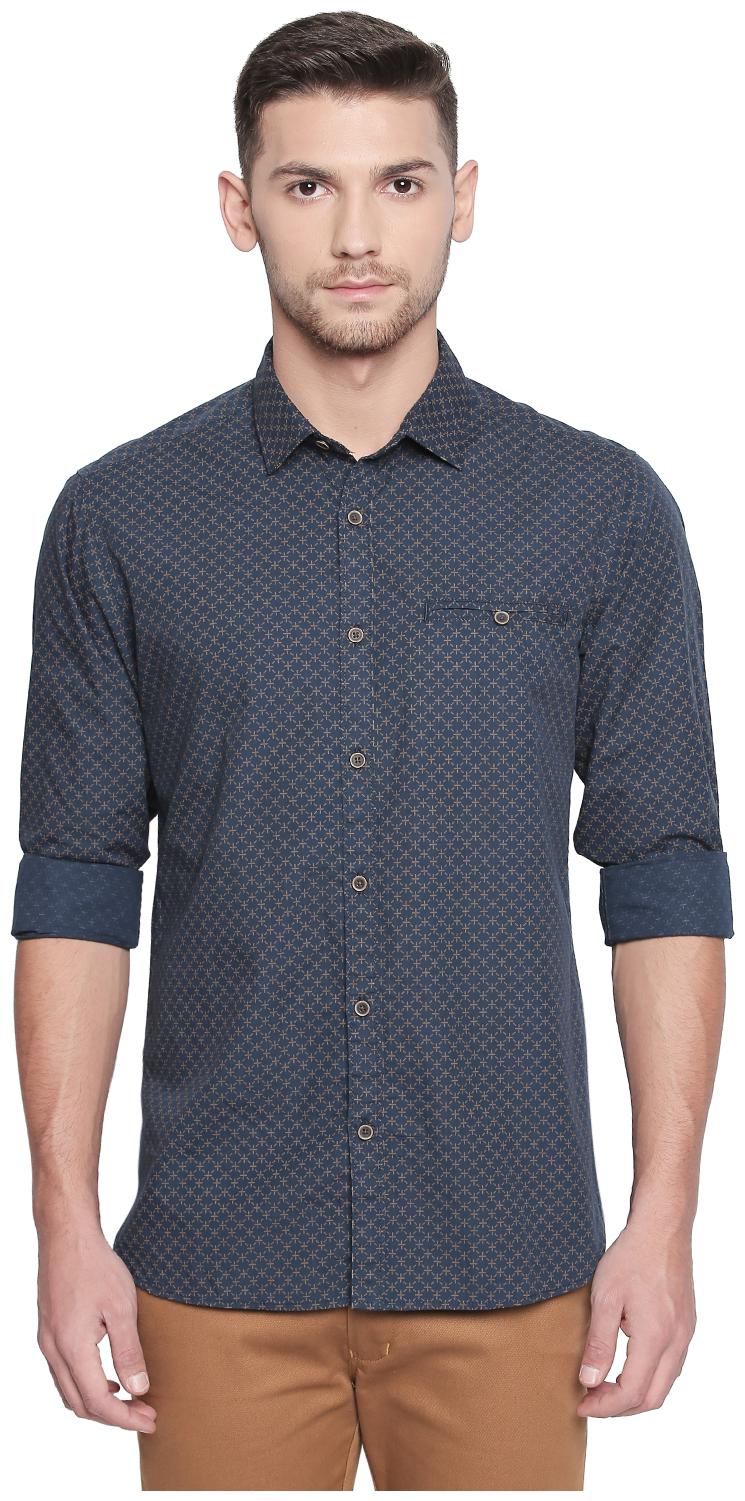 

Byford by Pantaloons Men Blue Printed Slim Fit Casual Shirt