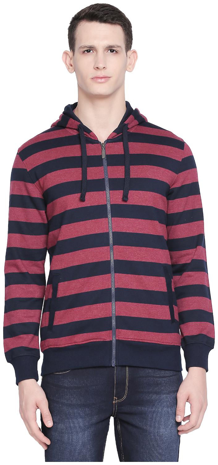 

Byford By Pantaloons Cotton Striped Men Maroon Sweatshirt