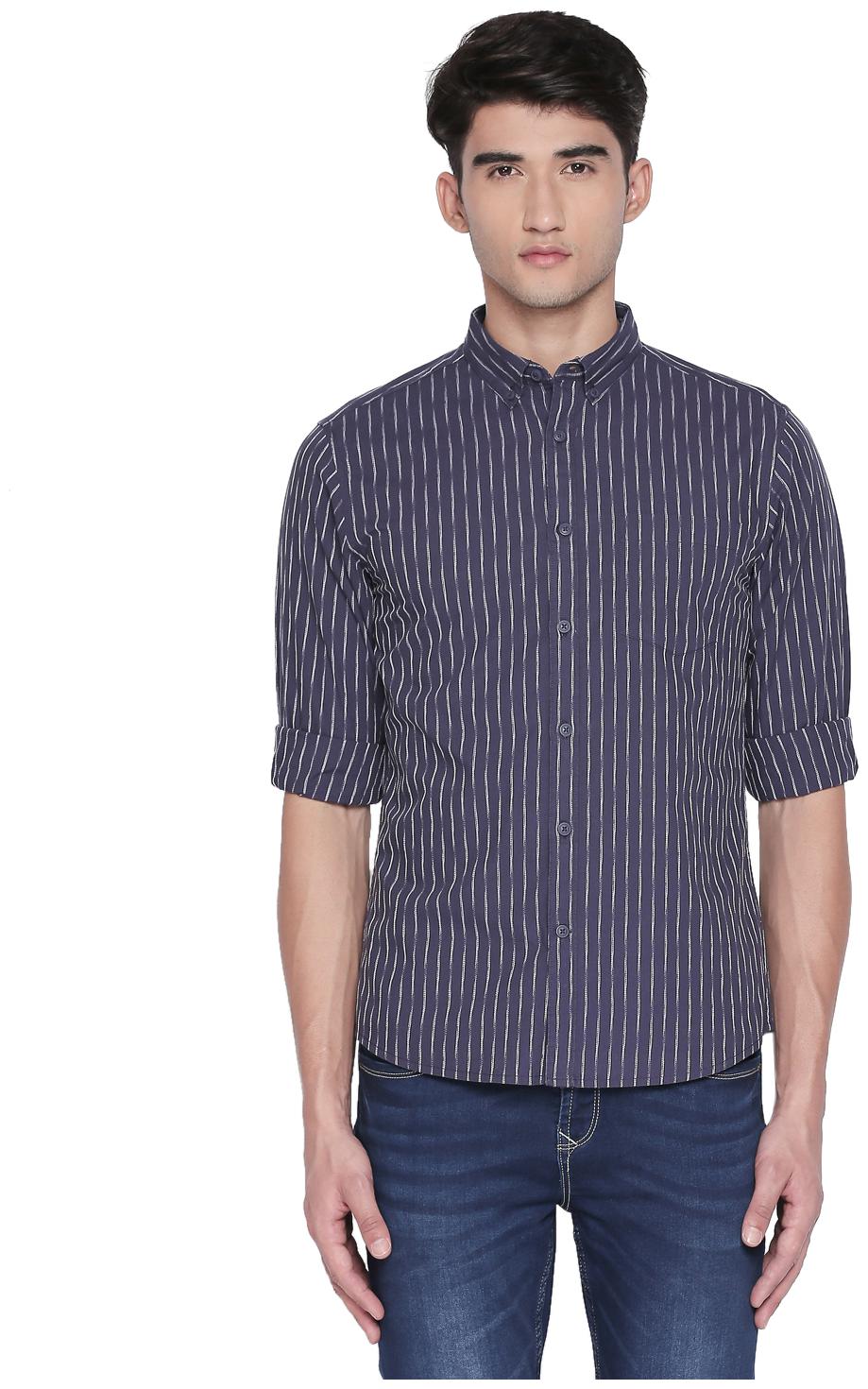 

Byford By Pantaloons Men Blue Vertical Stripes Regular Fit Casual Shirt
