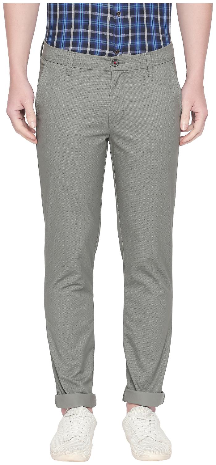 

Byford by Pantaloons Men Grey Printed Slim fit Regular trousers