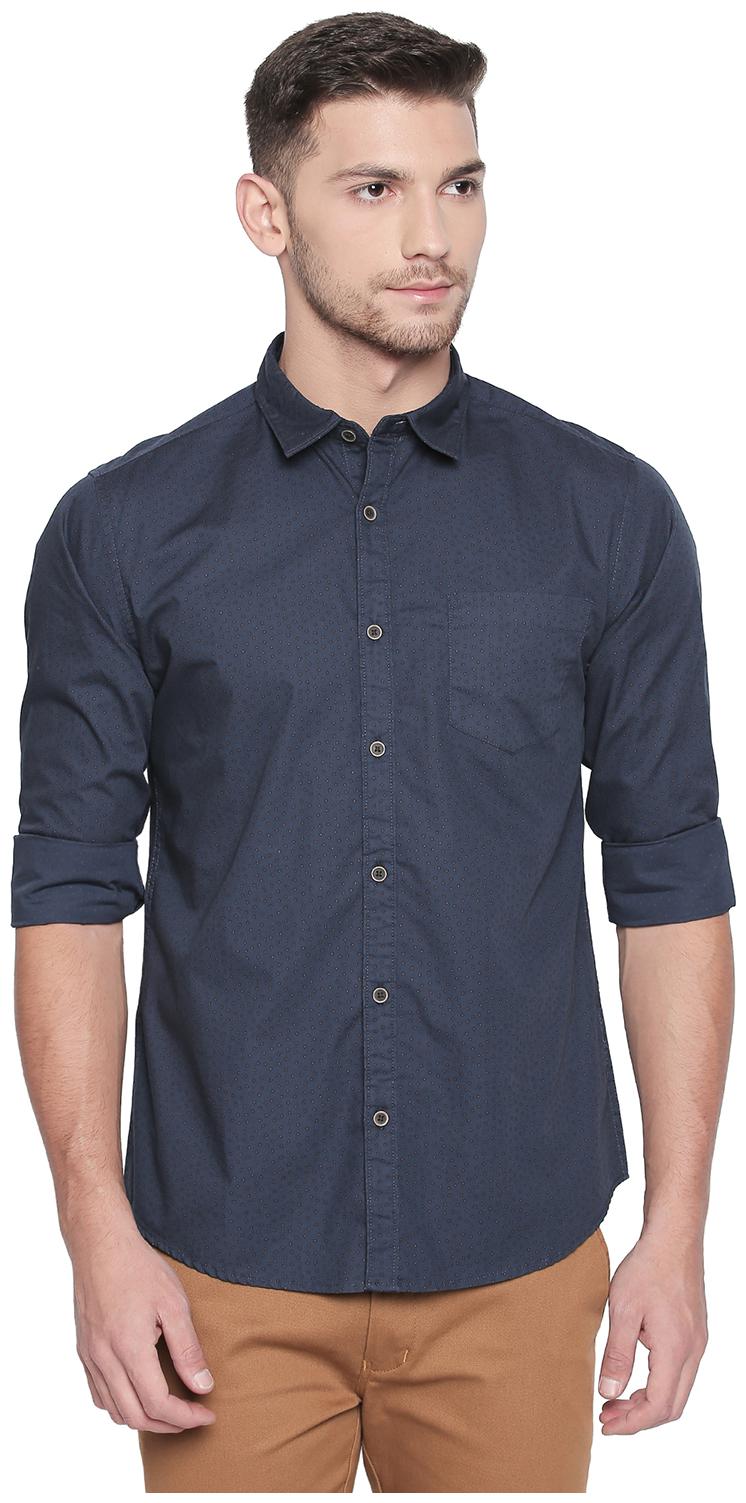 

Byford by Pantaloons Men Blue Printed Slim Fit Casual Shirt