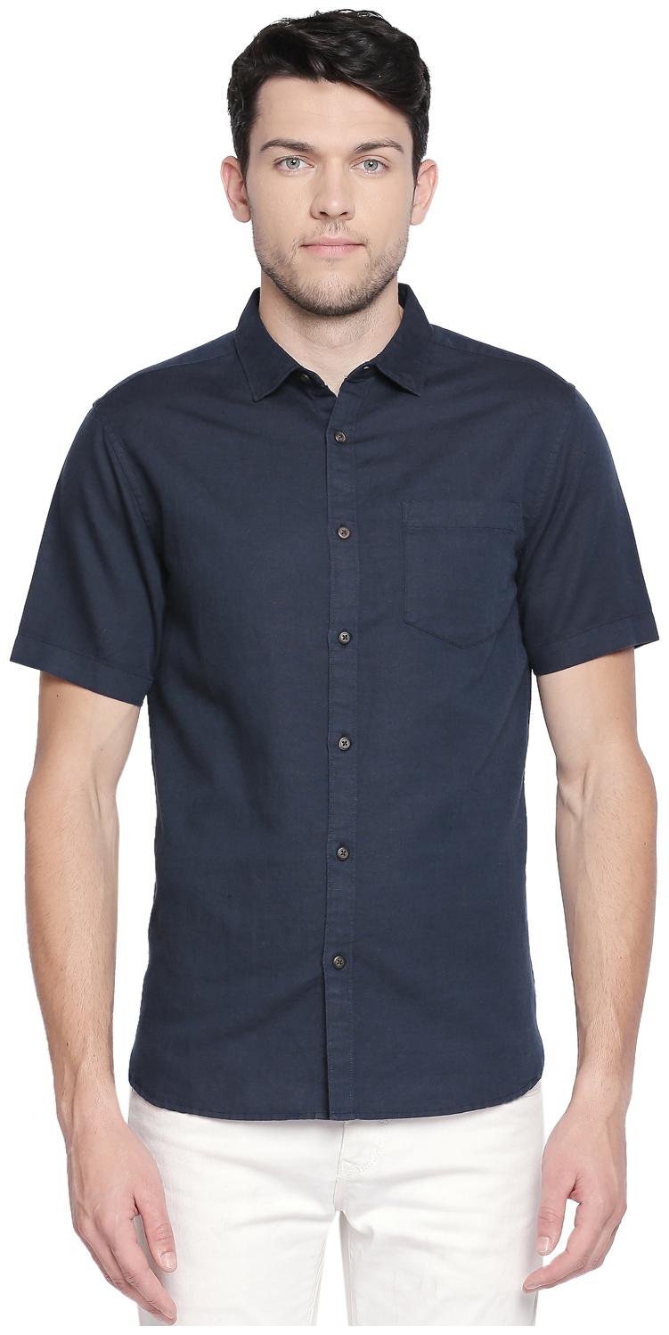 

Byford By Pantaloons Men Navy Blue Solid Regular Fit Casual Shirt