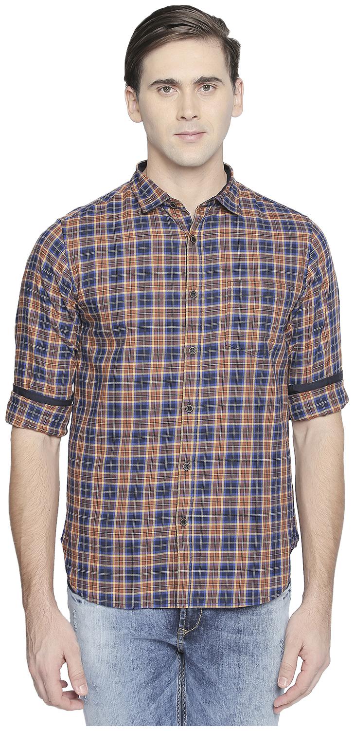 

Byford by Pantaloons Men Blue Checked Slim Fit Casual Shirt