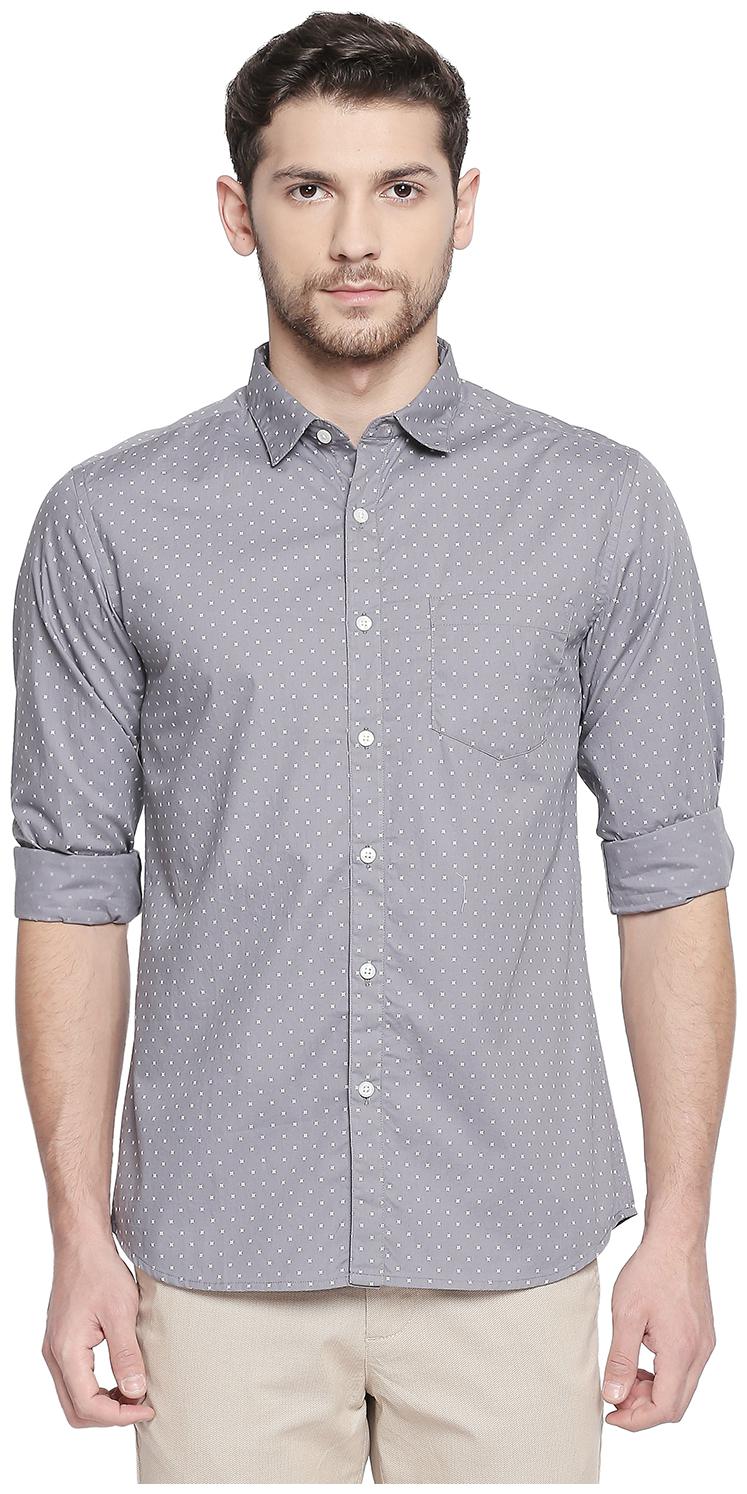 

Byford By Pantaloons Men Grey Printed Regular Fit Casual Shirt