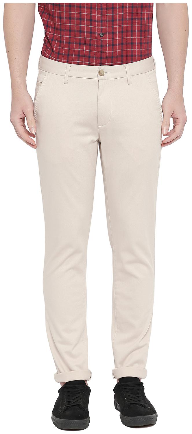 

Byford by Pantaloons Men Cream Solid Slim fit Regular trousers