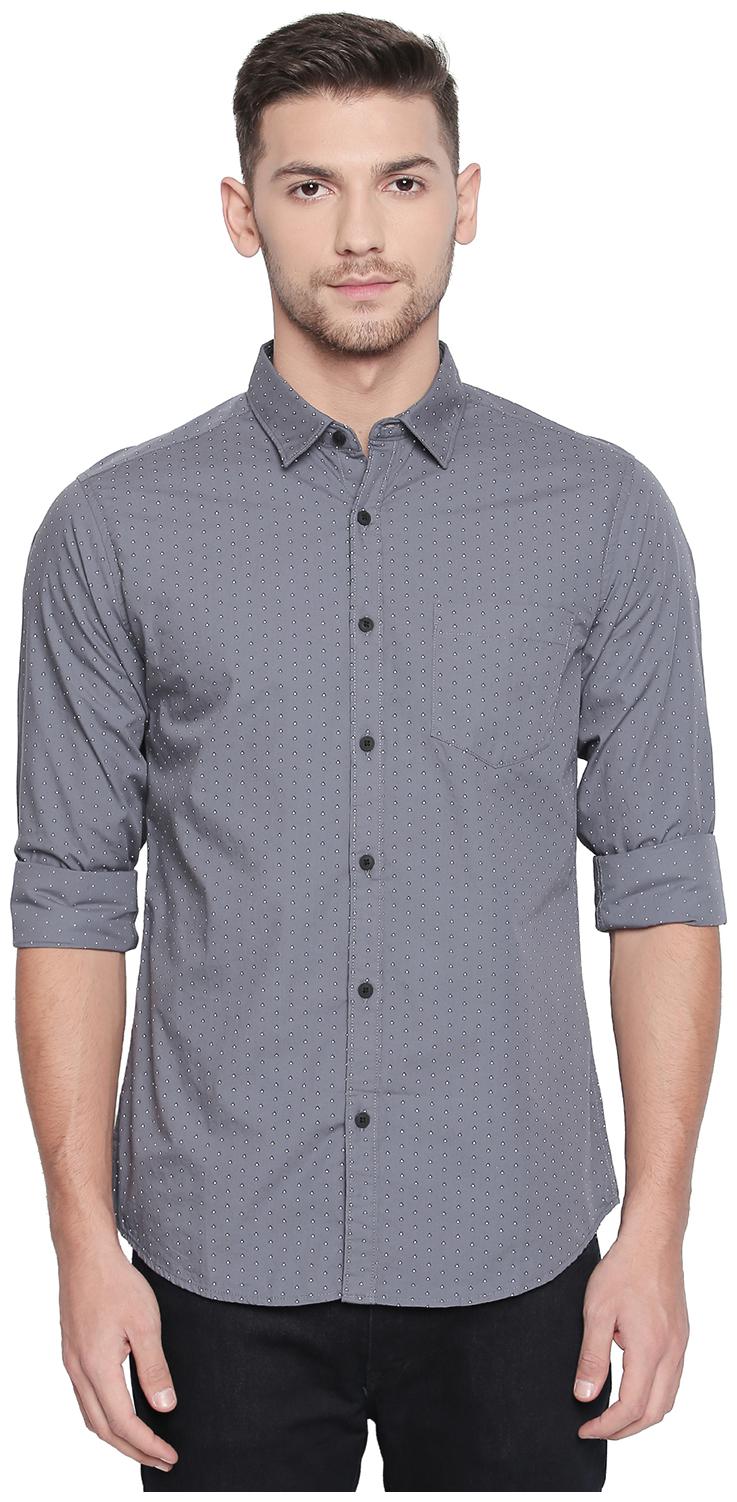 

Byford by Pantaloons Men Grey Printed Slim Fit Casual Shirt