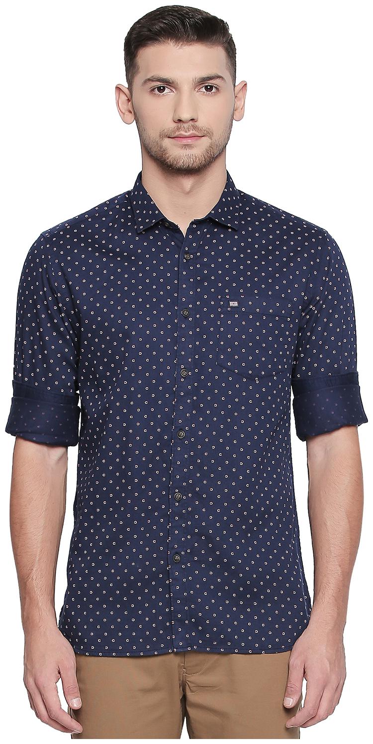 

Byford by Pantaloons Men Blue Printed Slim Fit Casual Shirt