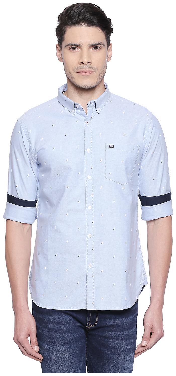

Byford By Pantaloons Men Blue Printed Regular Fit Casual Shirt