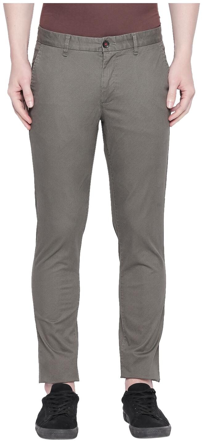 

Byford By Pantaloons Men Grey Textured Slim fit Regular trousers