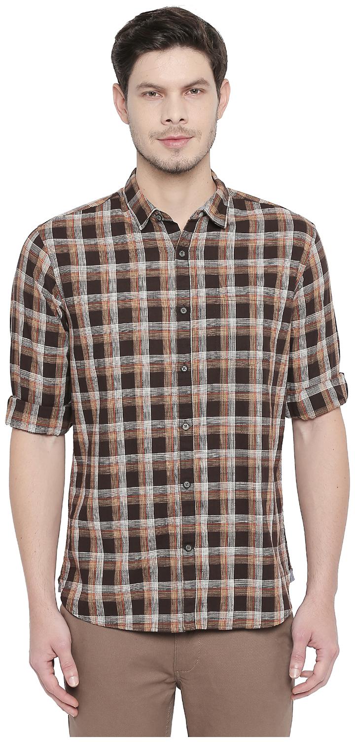 

Byford by Pantaloons Men Brown Checked Slim Fit Casual Shirt