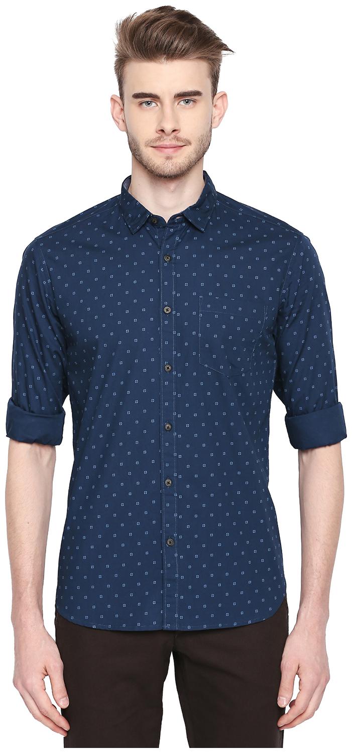 

Byford by Pantaloons Men Blue Printed Slim Fit Casual Shirt