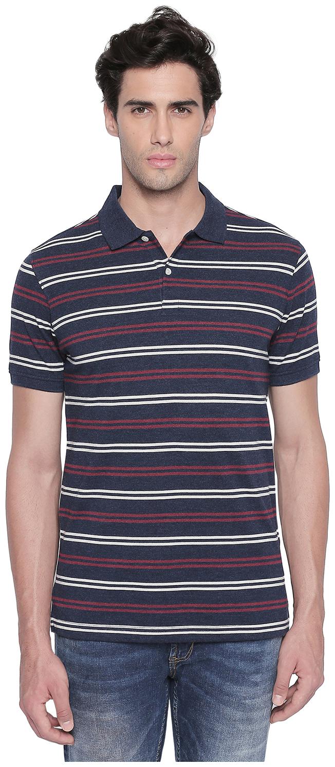 

Byford By Pantaloons Men Navy blue Slim fit Cotton Polo collar T-Shirt - Pack Of 1