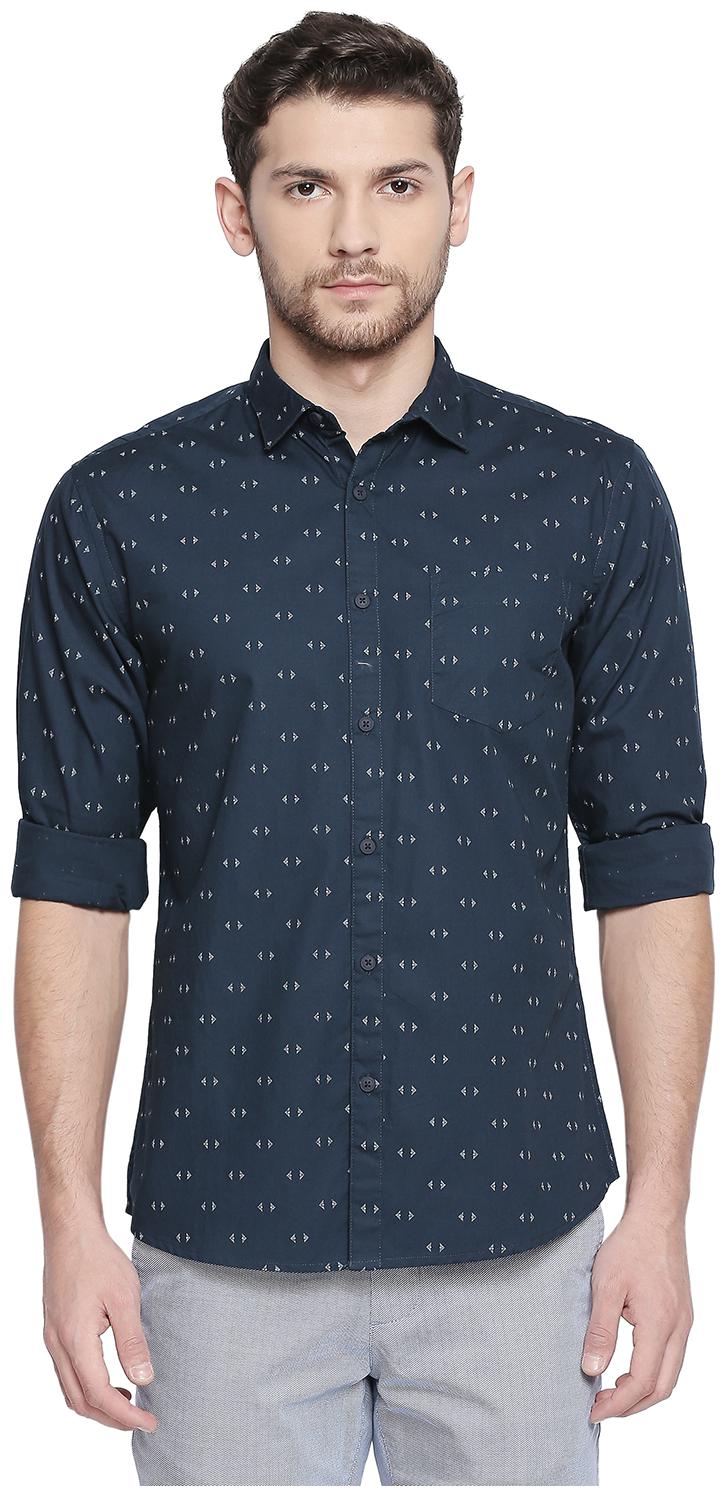 

Byford By Pantaloons Men Navy Blue Printed Regular Fit Casual Shirt