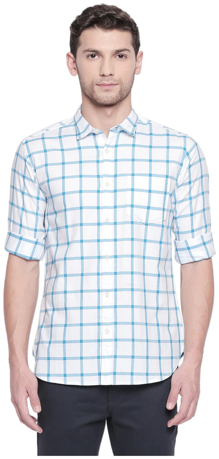 

Byford By Pantaloons Men Blue Checked Slim Fit Casual Shirt