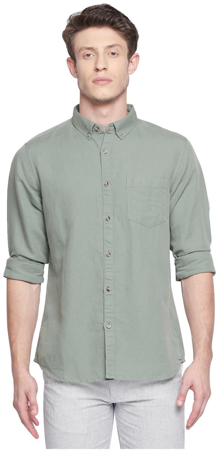

Byford By Pantaloons Men Green Solid Regular Fit Casual Shirt