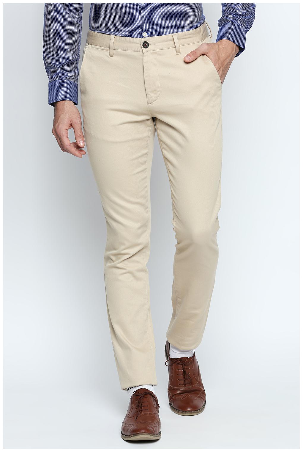 

Byford By Pantaloons Men Beige Solid Slim fit Wrinkle free Regular trousers