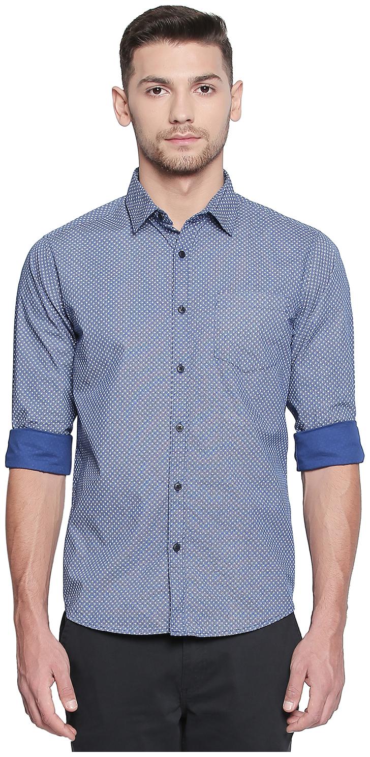 

Byford by Pantaloons Men Blue Printed Slim Fit Casual Shirt