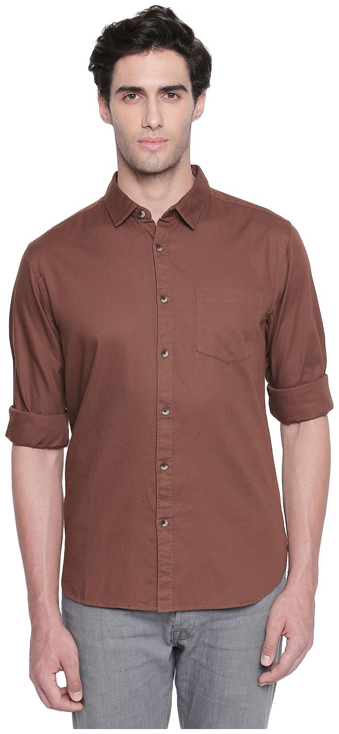 

Byford By Pantaloons Men Brown Solid Slim Fit Casual Shirt