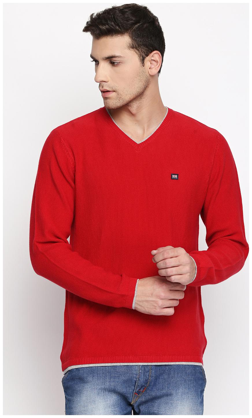

Byford by Pantaloons Men Red V neck Longline sweater