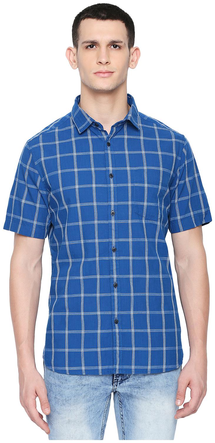 

Byford by Pantaloons Men Blue Checked Regular Fit Casual Shirt