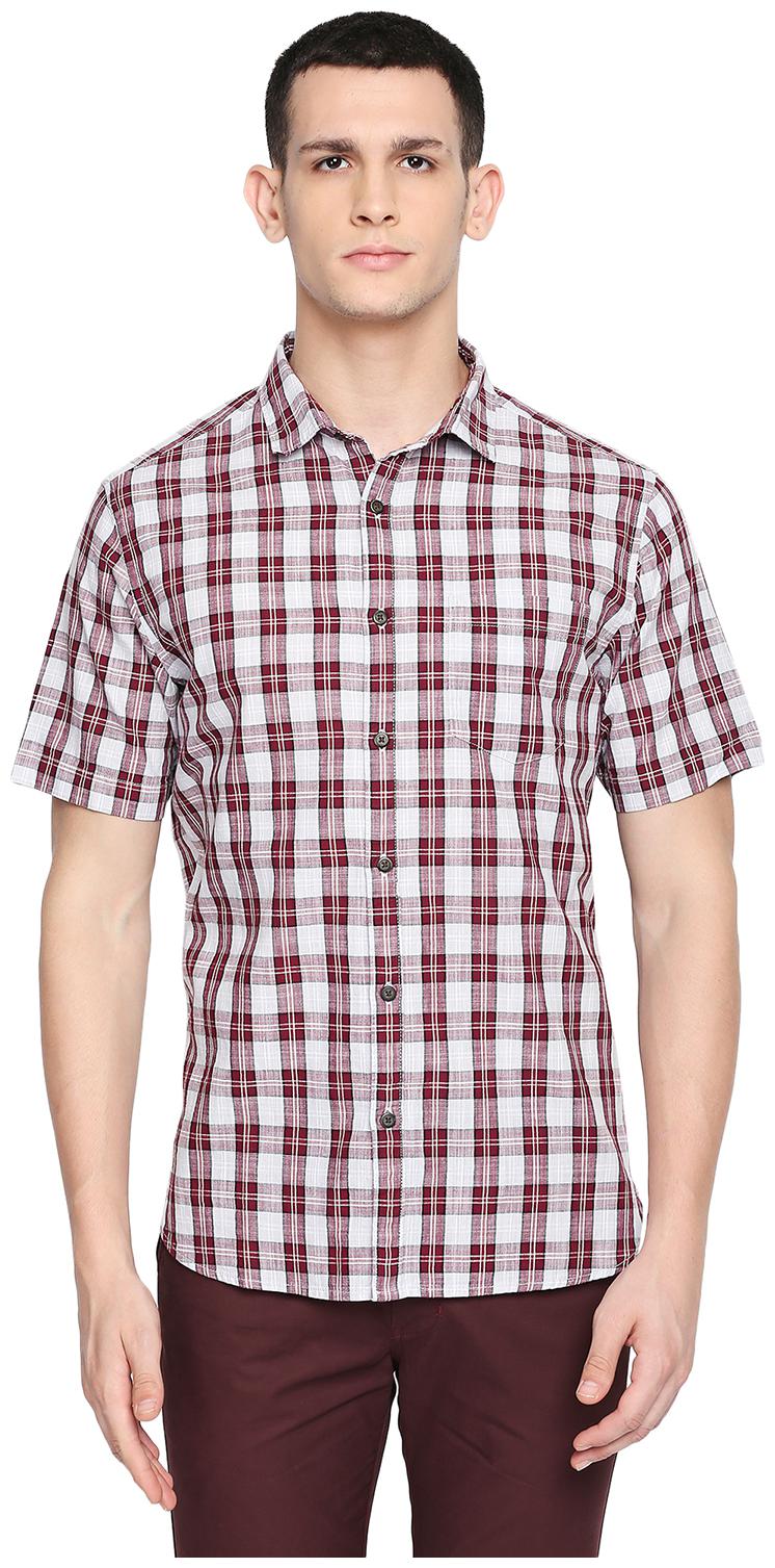 

Byford by Pantaloons Men White Red Checked Regular Fit Casual Shirt