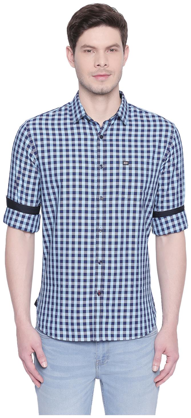 

Byford By Pantaloons Men Blue Checked Slim Fit Casual Shirt