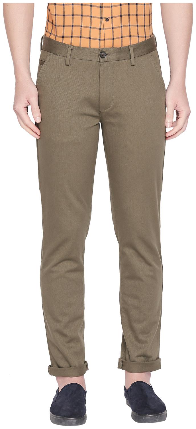 

Byford By Pantaloons Men Green Solid Slim fit Regular trousers