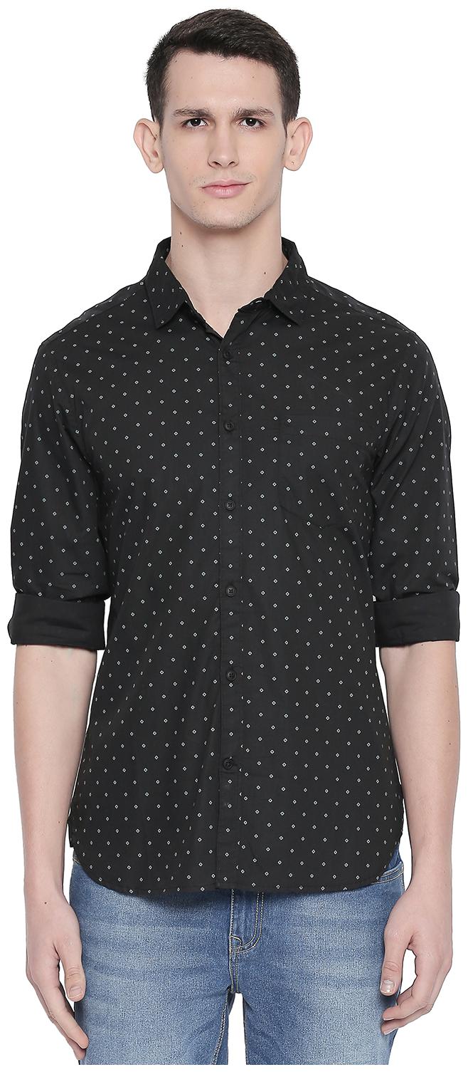 

Byford By Pantaloons Men Grey Polka Dots Regular Fit Casual Shirt