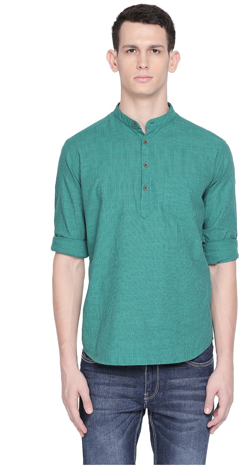 

Byford By Pantaloons Men Green Vertical Stripes Slim Fit Casual Shirt