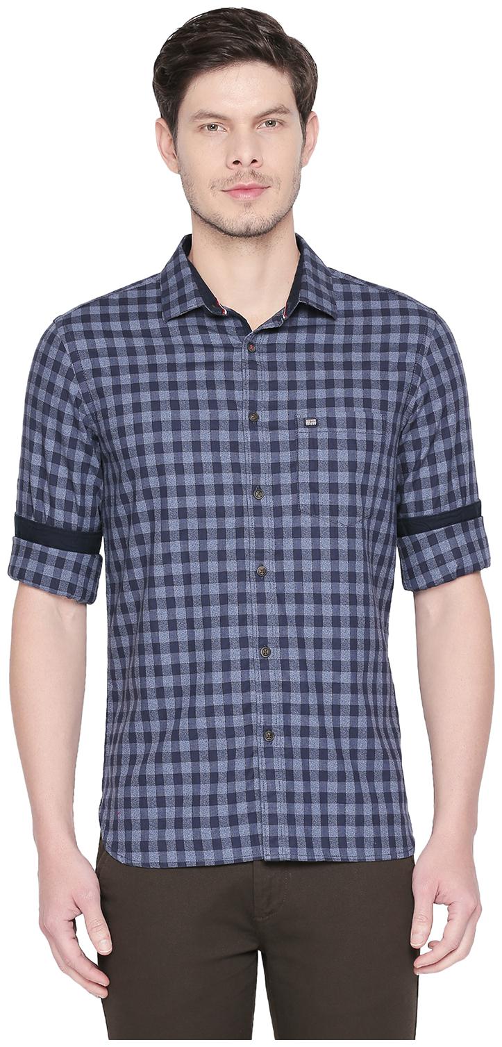 

Byford by Pantaloons Men Blue Checked Slim Fit Casual Shirt