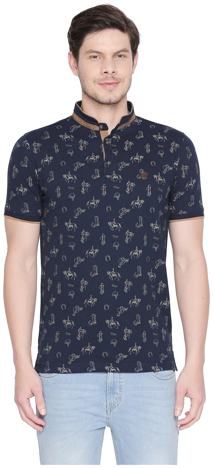 

Byford By Pantaloons Men Navy blue Slim fit Cotton Polo collar T-Shirt - Pack Of 1